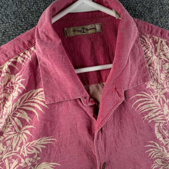 Tommy Bahama Silk Button Up Shirt Short Sleeve Hawaiian Adult Pink Floral 2XL - Picture 6 of 15